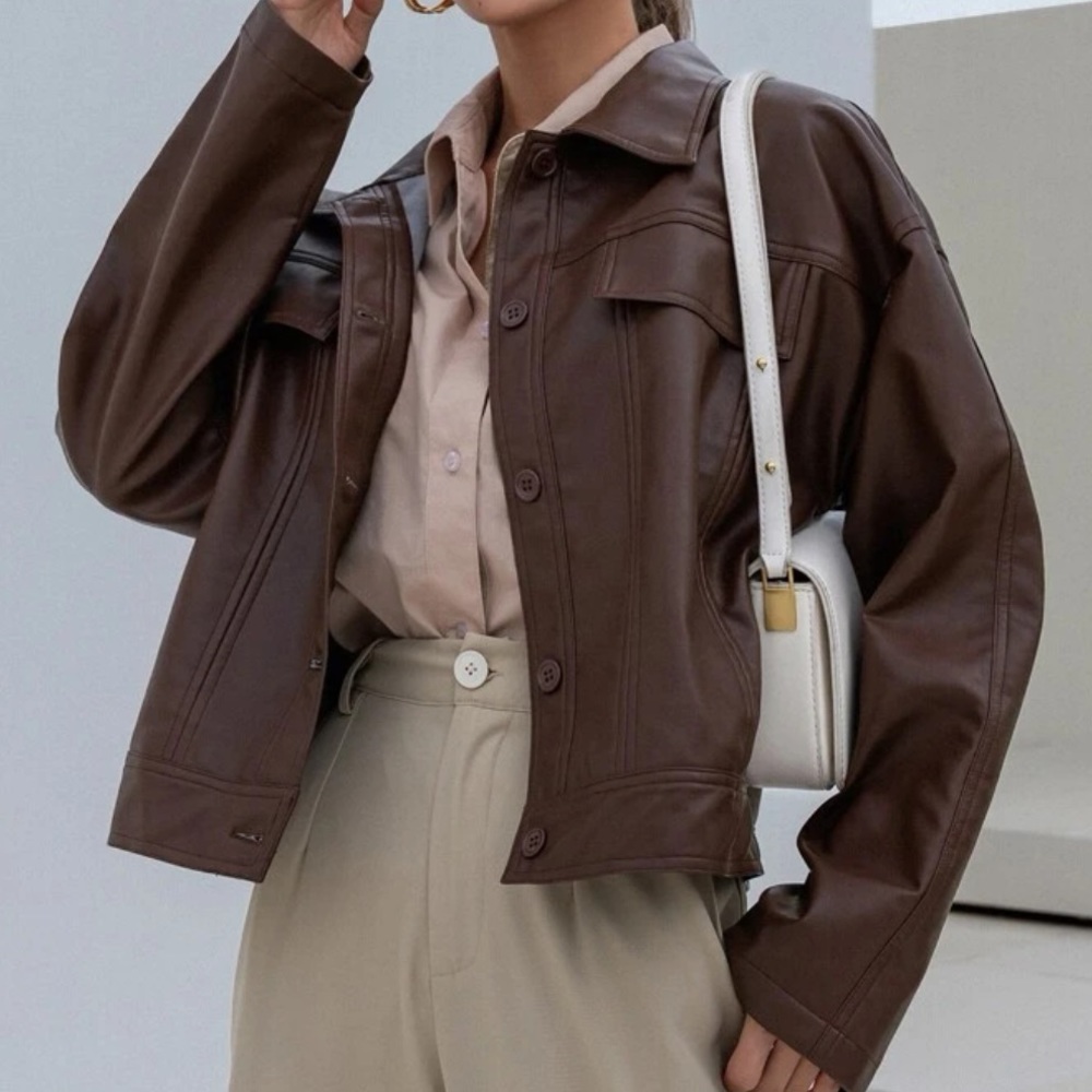 Brown leather jacket